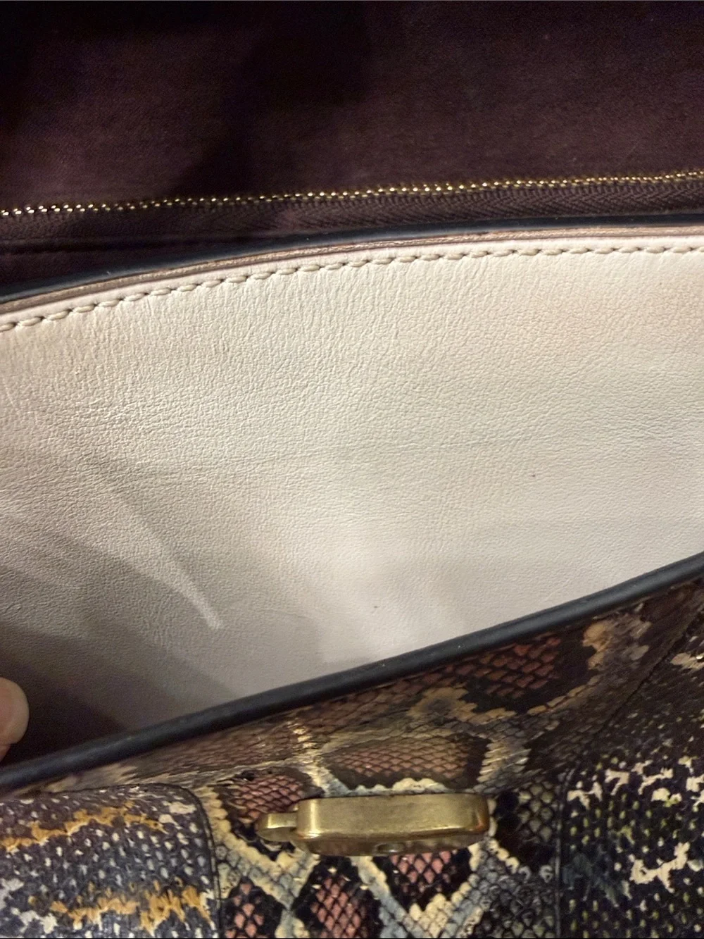Coach Black, Cream & Multicolor Snakeskin Accent Satchel
